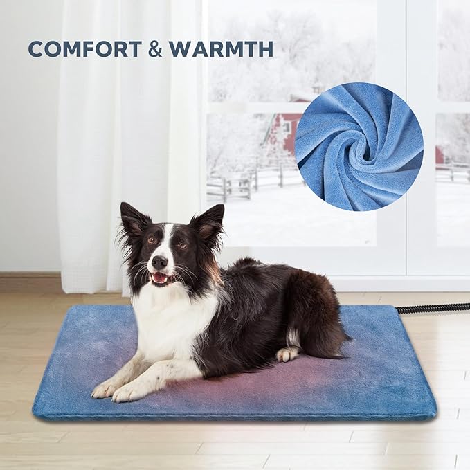 Electric Pet Heating Pad for Cats & Dogs, Adjustable with 6 Temp & 5 Timer, Waterproof & Chew Resistant, Perfect for Kittens & Puppies - 28*16in
