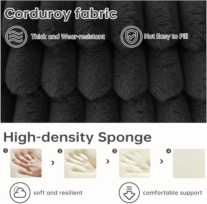 94" Cloud Sectional Couch with L-Shape Chaise,4 Seat Modern Modular Sofa with Side Pockets,Upholstered Couches for Living Room Bedroom, Boneless Couch,No Assembly Required