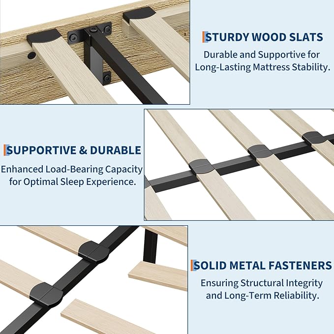 Garvee Wood Platform Bed Frame, Twin XL Bed Frame, Wood Slat Support, No Box Spring Needed, Easy Assembly, Noise-Free Design, Underbed Space for Storage