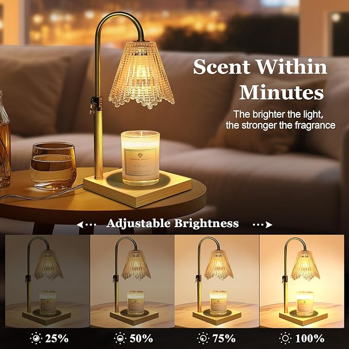 Candle Warmer Lamp with Timer Dimmable, Birthday Gifts for Women Mom, House Warming Gifts New Home Decor, Wax Melt Warmer for Jar Candles with 2 Bulbs