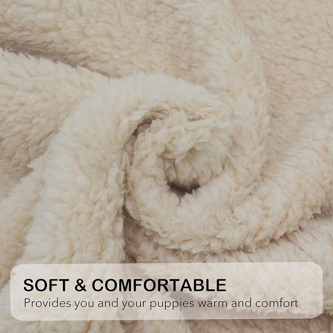 1 Pack 3 Dog Blanket Calming Blankets Fluffy Premium Fleece Puppy Blanket Soft Sherpa Pet Blanket for Dog Puppy Cat Beige,Medium(29'' x20’’)
