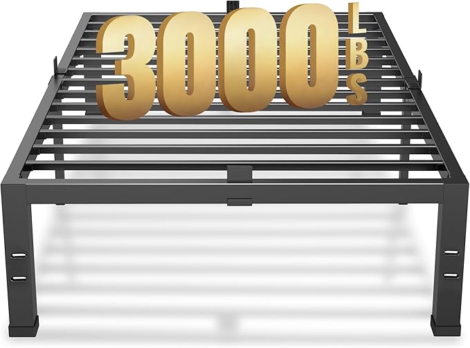 MAF Twin Bed Frames 14 Inch Metal Platform BedFrame with Black Heavy Duty Steel Slat Support Noise Free Twin-Bed-Frame, No Box Spring Needed