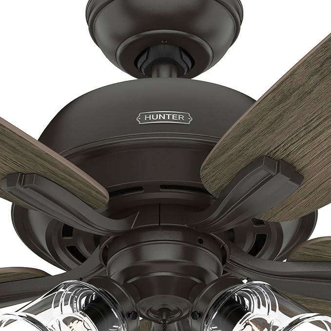 Hunter Fan 60 inch Traditional Noble Bronze Finish Indoor Ceiling Fan with LED Light Kit and Pull Chain (Renewed)