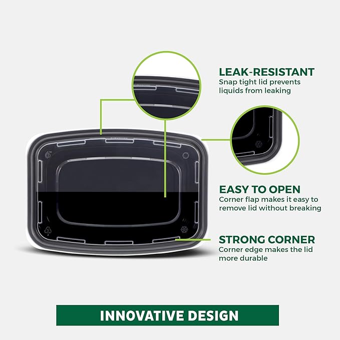 Freshware Meal Prep Containers 15 Count (Pack of 1) Compartment Food Storage Containers with Lids, Bento Box, BPA Free, Stackable, Microwave/Dishwasher/Freezer Safe (28 oz) (Color May Vary)