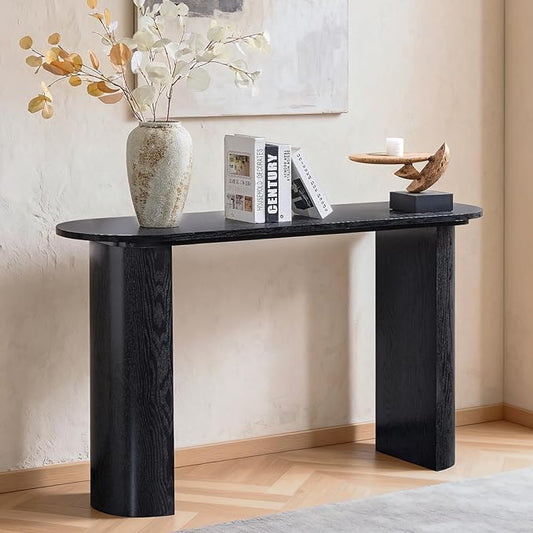 LKTART 55" Black Console Table for Entryway, Couch Tables Behind Sofa, Space-Saving Wooden Entry Foyer Hallway Table, Modern Console Sofa Tables for Hallway Organization