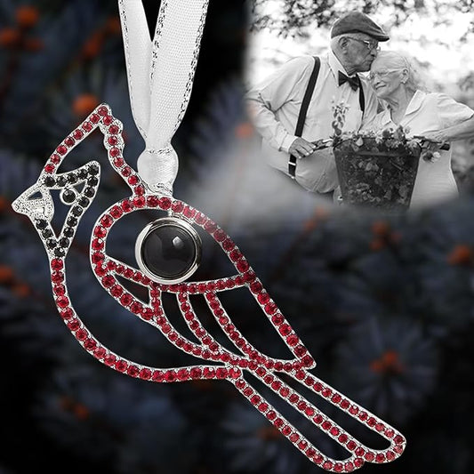 NAZENTI Personalized Christmas Ornaments with Photo Inside – Custom Cardinal 2025 Projection Pendant for Home, Custom Photo Ornaments for Christmas Tree, Xmas Decorations, Keepsakes for Grandparents