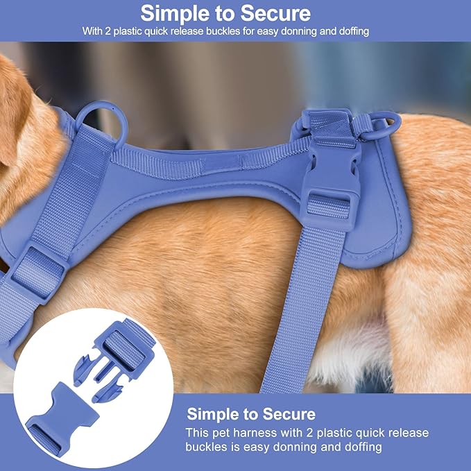 Wisedog No Pull Lightweight Dog Vest Harness with Soft and Comfortable Cushion, Breathable Mesh, for Small Medium Large Dogs Walking (M(Neck: 11.81"-18.11";Chest: 18.11"-27.95"), Blue)
