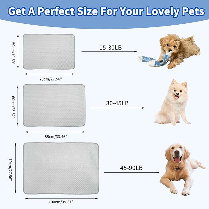 Dog Cooling Mat, Durable Machine Washable Pets Cool Pad, Large, Grey