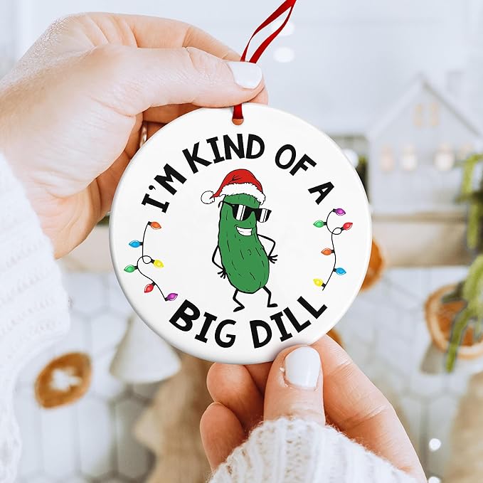 Pickle Ornament - Perfect Pickle Ornaments for Christmas Tree, Delightful Christmas Ornaments for The Big 'Dill' in Your Life, Durable Shatterproof Pickle Ornament, Ideal Gifts for Pickles Lovers