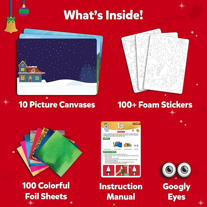 Skillmatics Foil Fun – Mess-Free Holiday Art & Craft Kit for Kids, DIY Creative Activity, Travel Game, Stocking Stuffer & Christmas Gift for Boys & Girls Ages 4, 5, 6, 7, 8, 9