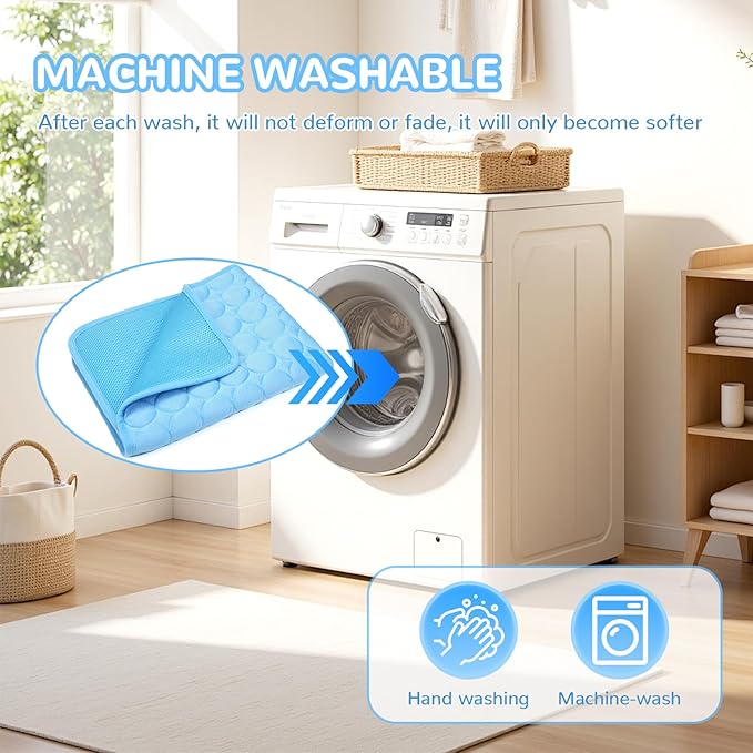 2025 New Dog Cooling Mat, Pet Cooling Mats, Summer Cool Pads Pet Mat Outdoor for Dogs & Cats, Pet Bed Mats Machine Washable(Blue, XL: 100×75 cm 39×30")