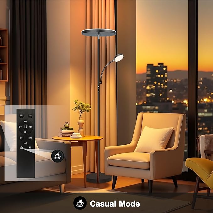 Floor Lamp-42W/4200LM Super Bright Floor Lamp,Dimmable 2-in-1 LED Floor Lamp with Reading Light,69" Tall Standing Lamp with Remote & Touch Control,Modern Floor Lamps for Bedroom,Living Room,Office