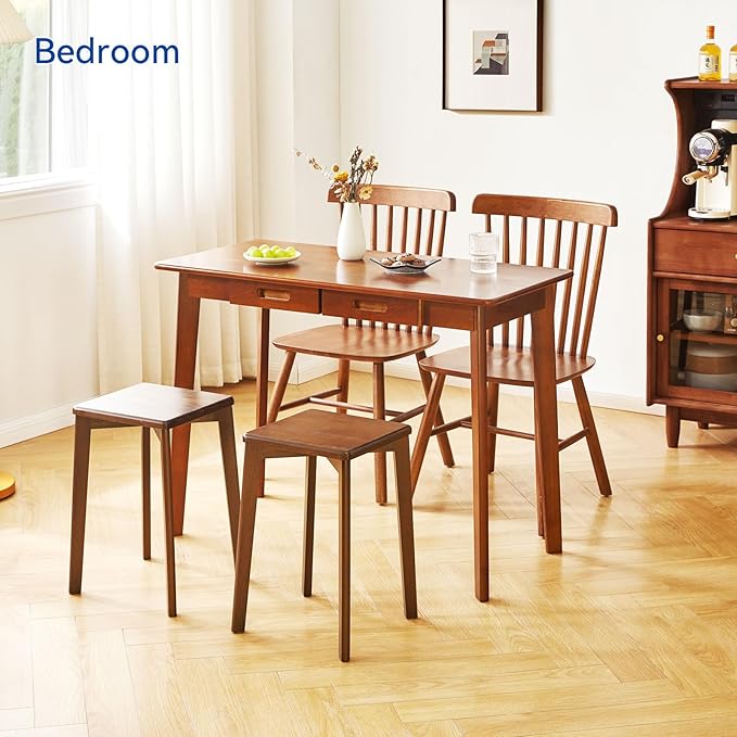 Wood Writing Desk with Drawer and Hanging Rod, Small Computer Desk Table, Work Table, Study Desk, Small Wooden Dining Table Brown YD-WD01H