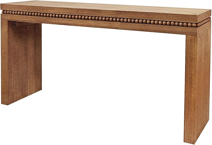 Console Table for Living Room, Long Sofa Table Behind Couch with Real Wood Beads Decoration, Retro Entryway Table for Hallway Foyer (64 Inch, Antique Natural)