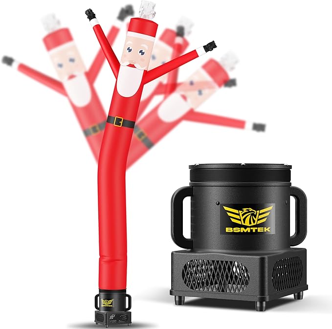 7FT Air Inflatable Waving Tube Man Set with Blower & Wheel, Air Puppet Dance Artist for Mall Opening, Amusement Park, Outdoor Decoration，Christmas