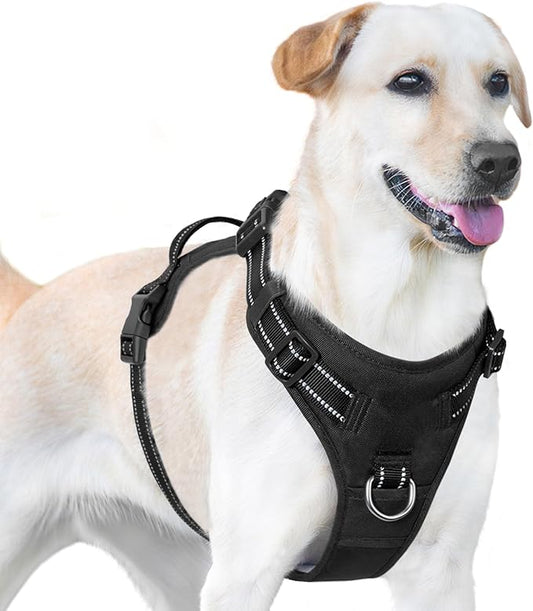 No Pull Dog Harness, Reflective Puppy Vest for Small Medium Large Sized Dog(Black,L)
