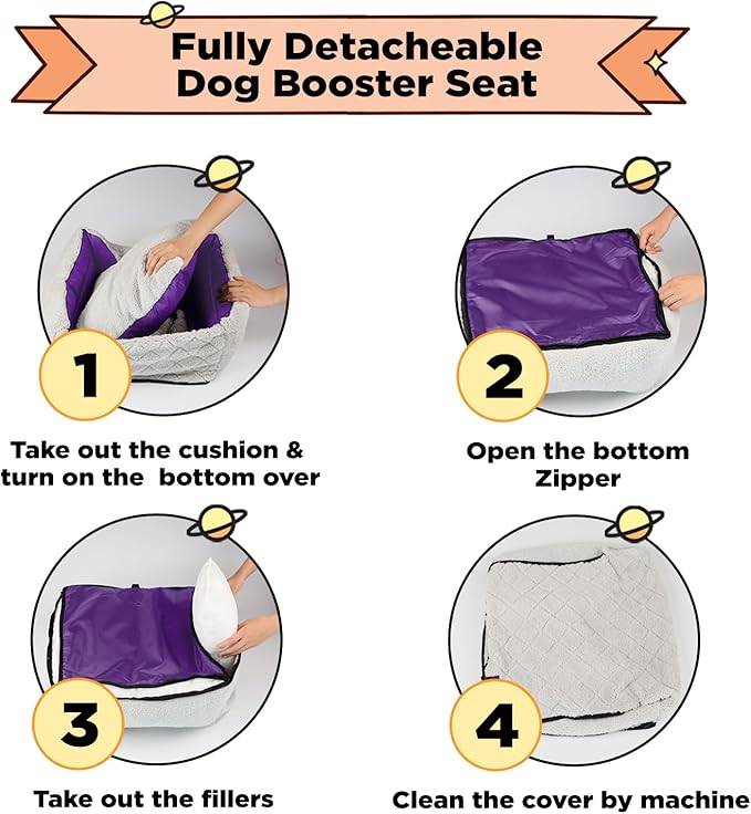 Car Seat Suitable for Small Dogs, Pet CarSeat with Storage and Clip-On Safety Tether, Fully Removable and Washable Dog Car Seat, Dogs Booster Seat Suitable Small Medium Dog