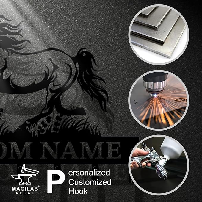 Personalized Custom Name Farm Horse Wall Key Hooks,Metal Horse Art Clothes Hooks,Metal Horse Wall Home Storage Decorative,For Front Door, Hallway, Kitchen, Bedroom,Keys,Hats (Style E)