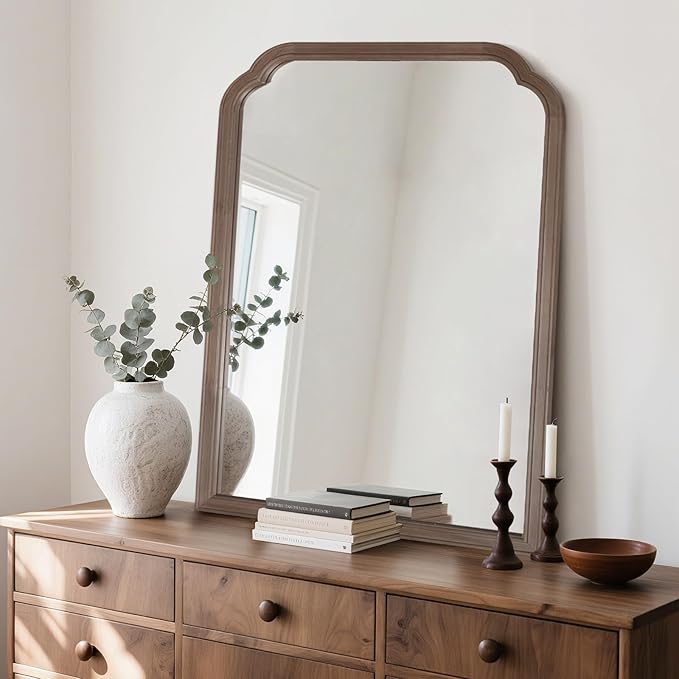 HOMECOOKIN Wood Bathroom Mirrors for Wall Mounted, 30" x 40" Rustic Wood Frame Wall Mirrors Decorative for Living Room or Bedroom Vanity Mirror (WN) B