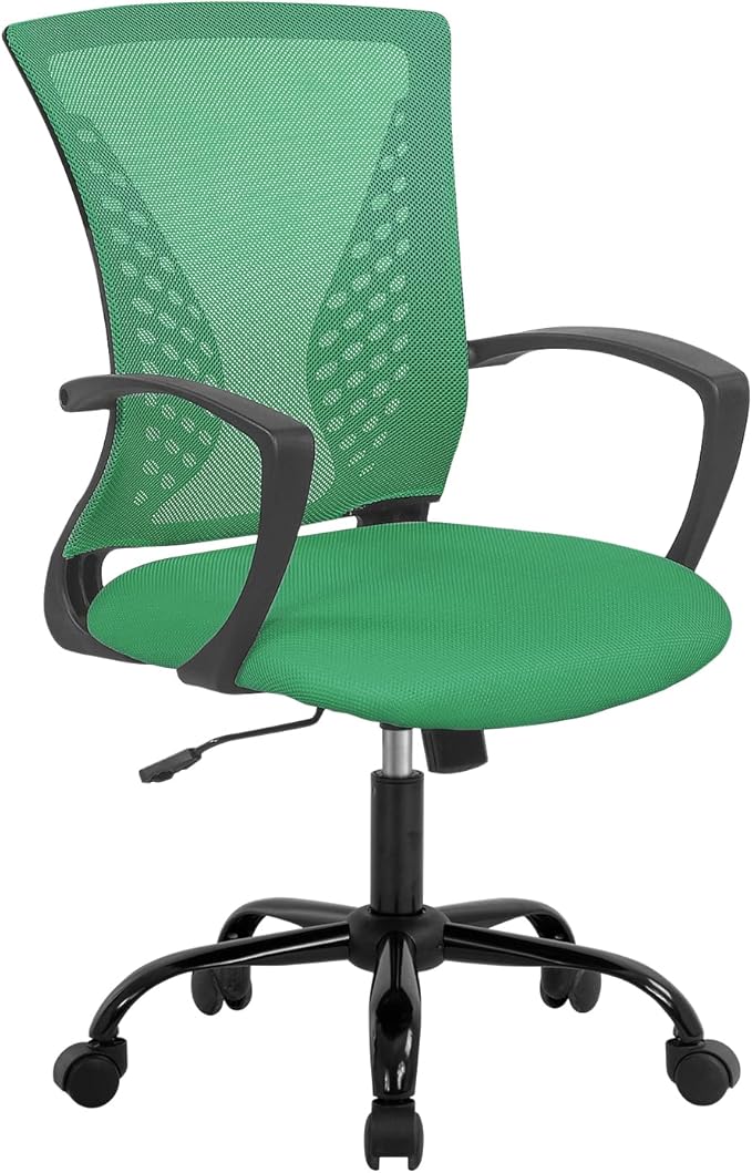 Home Office Chair Ergonomic Desk Chair Mesh Computer Chair with Lumbar Support Armrest Rolling Swivel Adjustable Mid Back Task Chair for Adults(Green)