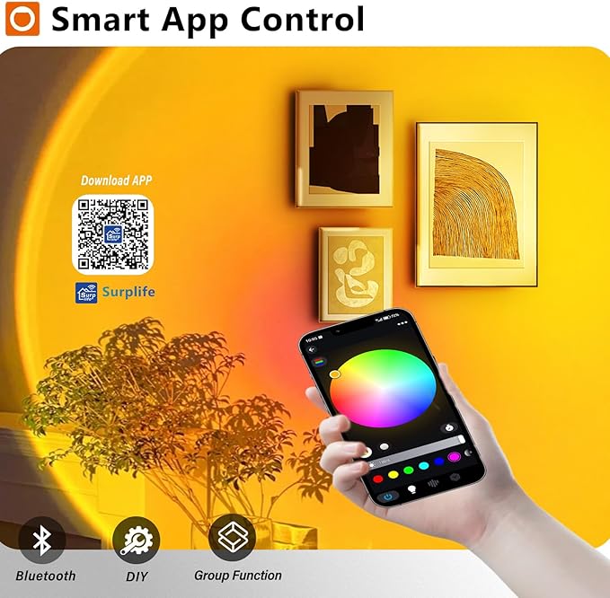 LED Sunset Lamp Projector,Multicolor Changing with USB Port,Sunset Light 180°Rotation for Room Decor,Sunset Lamp for Bedroom,Photography Party,Tiktok Live,Gift for Halloween, Christmas