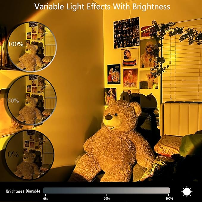 LED Sunset Lamp Projector,Multicolor Changing with USB Port,Sunset Light 180°Rotation for Room Decor,Sunset Lamp for Bedroom,Photography Party,Tiktok Live,Gift for Halloween, Christmas