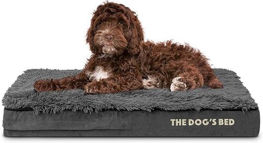 The Dog’s Bed Orthopedic Memory Foam Dog Bed, Medium Grey Fur, Pain Relief for Arthritis, Hip & Elbow Dysplasia, Post Surgery, Lameness, Supportive, Calming, Waterproof Washable Cover