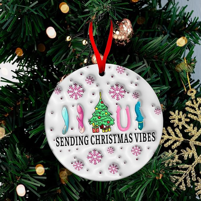 Funny Christmas Ornaments - Humorous Holiday Ornaments for Christmas Tree Decoration, Unique Gag Gifts for Friends, White Elephant Gifts - Quirky Ceramic Ornament with Gift Box