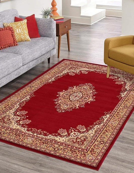 Unique Loom Reza Collection Traditional Persian Style Area Rug, 6 x 9 ft, Burgundy/Ivory