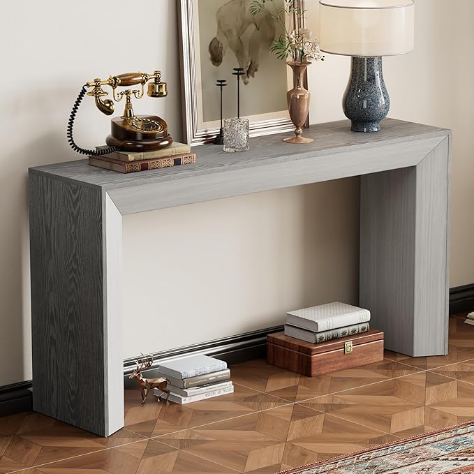 Modern Entryway Console Table 59-Inch Long Entry Sofa Table Accent Furniture for Living Room Hallway, Easy Assembly, Gray