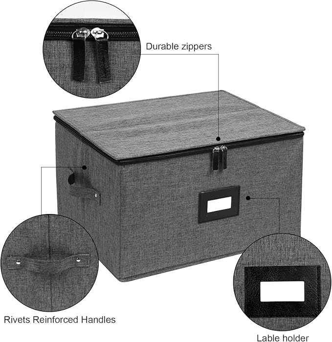Mayniu Stemware Storage Containers, Wine Glass Storage Box with Dividers for Glasses, Glassware, Crystal, Wine Glass Packing Boxes for Moving, Hard Shell Top Sides Bottom and Stackable (Black)
