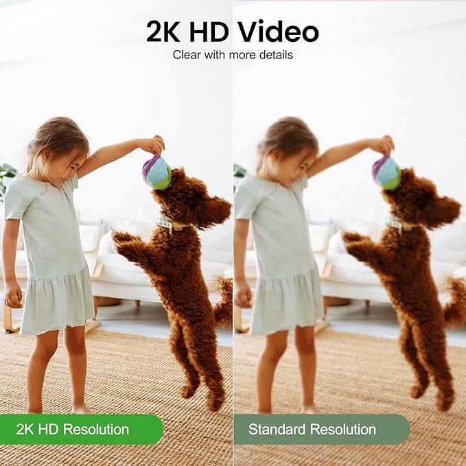 2K Baby Camera-WiFi Home Security Cameras Indoor via One-Tap Call with Elderly/Baby/Nanny, Motion Alert, Local/Optional Cloud Storage, Compatible with Alexa/Google Home, K7 1Pack (2.4GHz Only)