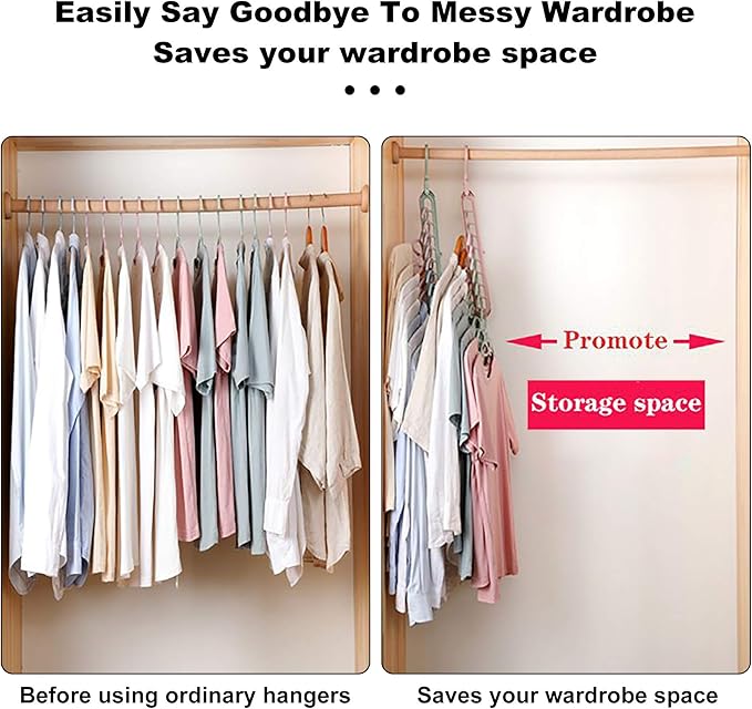 Closet Organizers and Storage,College Dorm Room Essentials,Pack of 6 Multifunctional Organizer Magic Space Saving Hangers with 9 Holes Storage Organization for Wardrobe Closet