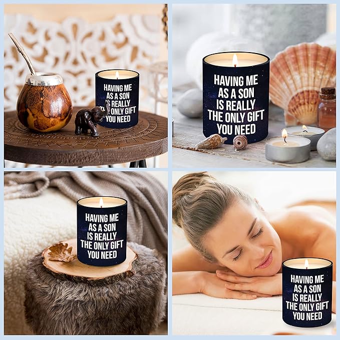 Christmas Gifts for Mom from Son - Mom Christmas Gifts from Son - Moms Birthday Gift Ideas from Son - Mother Gift, Funny mom Candle, 10 Oz Jar Lemongrass Scent Soy Wax Candle