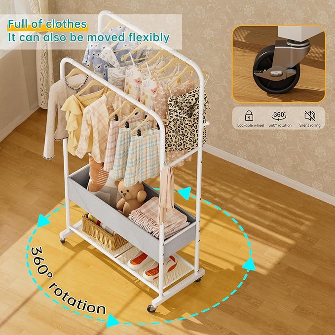 SINGAYE Clothes Garment Coat Rack Drying Clothing Racks Metal Freestanding for Hanging Clothes Portable Closet for Laundry Bedroom White