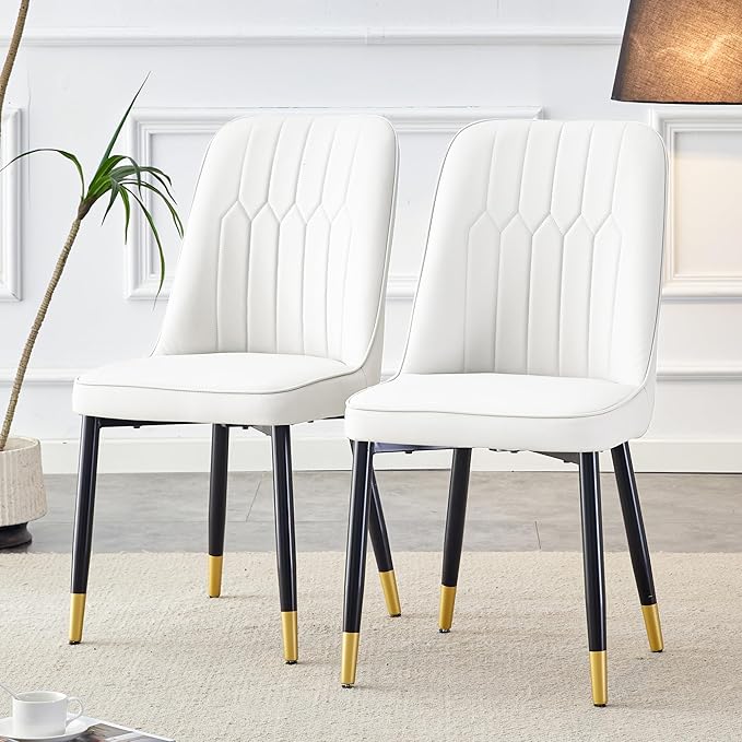 Dining Chairs Set of 2，Modern Dining Chairs, Equipped with PU Leather Backrest Cushions and Metal Legs, Suitable for Restaurants, Kitchens, and Dining Room Chairs