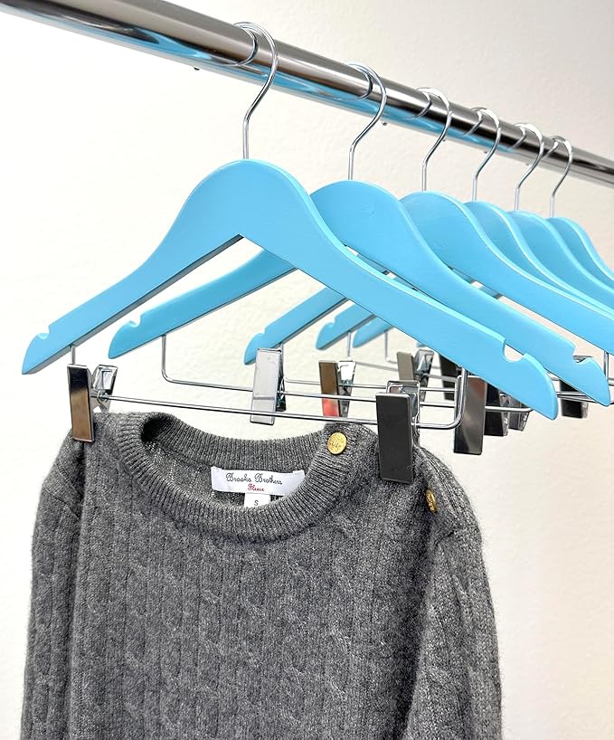 Kids Hangers with Metal Clips Pant Bar 4T-10 (Air Blue)