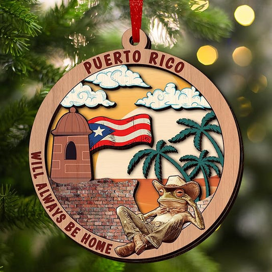 FLAGWIX Christmas Puerto Rico Gifts for Women Men - Wooden Ornaments 2025 for Tree Decorations - Puerto Rico Christmas Ornament for Home Decor, House Warming Gifts New Home, Friend Gift Ideas