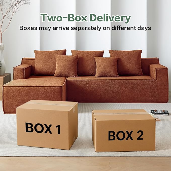 Boneless Couch for Living Room, 101" Modular Sectional Sofa Couches, L-Shape Sofa with Deep Seat, Comfy Cloud Sofa Velvet Fabric, No Assembly Required