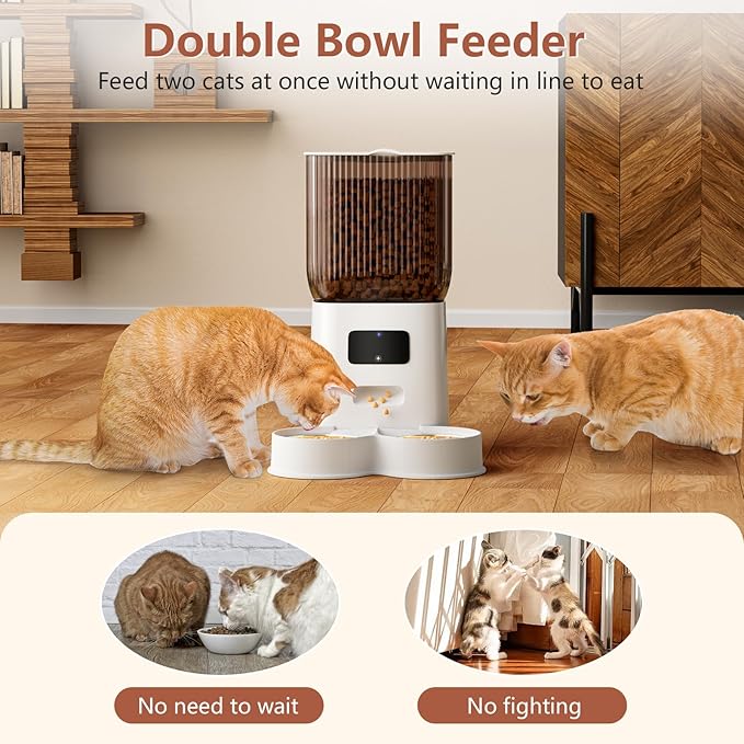 Automatic Dog Feeder, Cat Feeder Automatic with Remote Feeding, 5L WiFi Cat Food Dispenser for 2 Cats, Small Pets Timed Automatic Feeders with Dual Power Supply (WiFi)