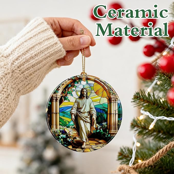 Jesus Ornament | Christian Christmas Ornaments, Religious Christmas Decorations, Hanging Ornaments for Tree | Christian Home Decor | Christian Gift, Religious Gift, Lord Jesus Gifts for Easter