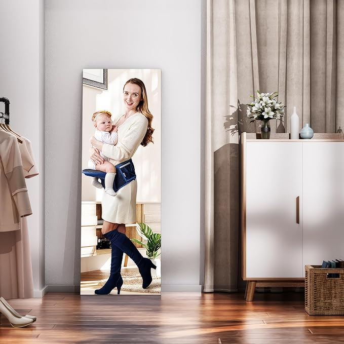 Hasipu Door Mirror Full Length, 47"x 15.8" Full Body Over The Door Hanging Wall Mounted Mirror for Bedroom, Living Room, Cloakroom, Square White