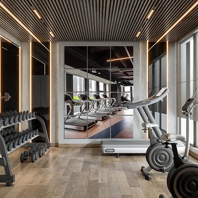 Vlush Full Length Wall & Tiles 10.2'' x 10.2'' x 4PCS Full Body Mirror, Full Length Mirror Wall Mounted Mirrors Decorative for Home Gym, Door, Bedroom & Bathroom