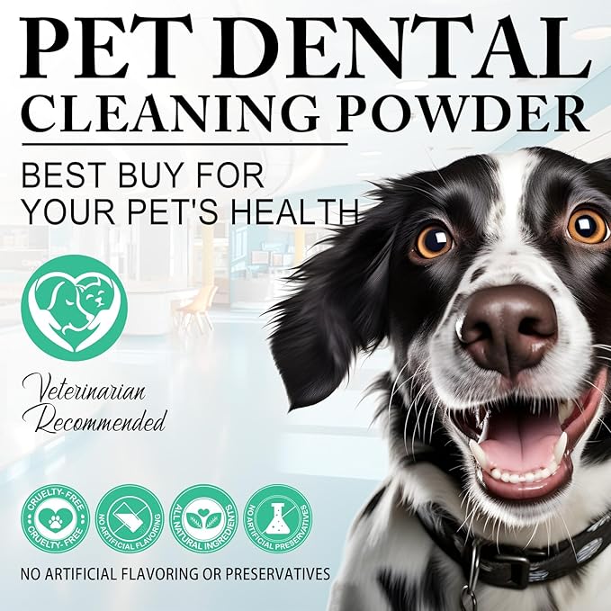 Dog Dental Powder for Fresh Breath and Healthy Teeth - Plaque Control for Small, Medium, Large Dogs