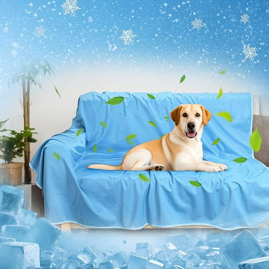 Kritter Planet Waterproof Cooling Dog Mat, Soft Pet Blanket for Summer, Lightweight Outdoor Mat, Reversible Furniture Cover Couch Sofa Bed, 50 x 60 inch, Blue