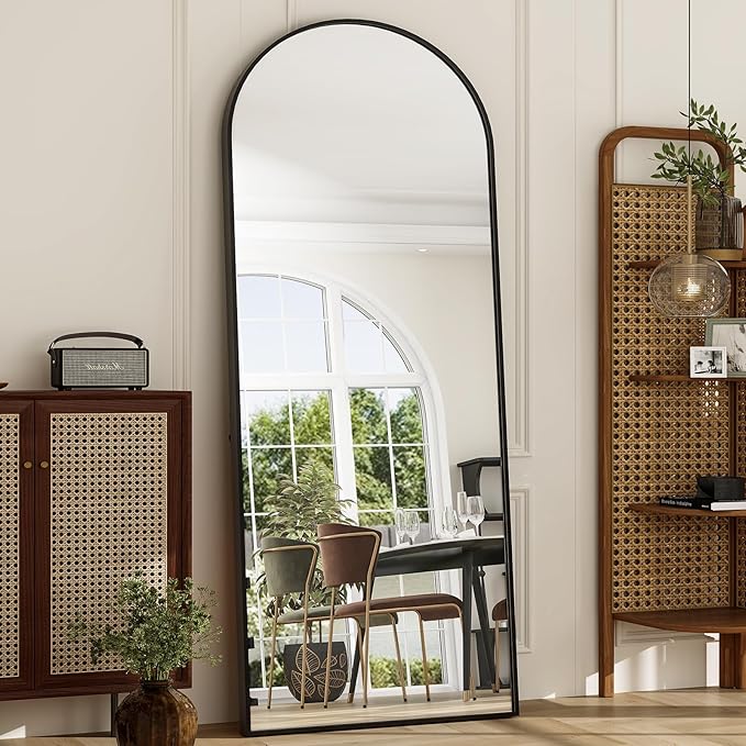 GLSLAND 26" x 71" Arched Full Length Mirror - Black Full Body Mirror - Extra Large Floor Mirrors for Bedroom, Living Room, Bathroom