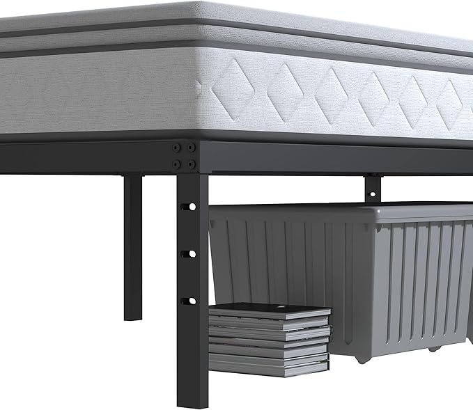 Twin XL Bed Frames No Box Spring Needed, 14 Inch Heavy Duty Metal Twin XL Platform Bed Frame Support Up to 2500 lbs, Easy Assembly, Noise Free, Black