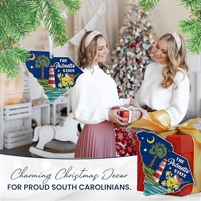 FLAGWIX South Carolina Christmas Ornament for Home Decor - Palmetto Acrylic Christmas Ornaments 2025 for Tree Decorations - South Carolina Gifts, House Warming Gifts New Home for Family Friends