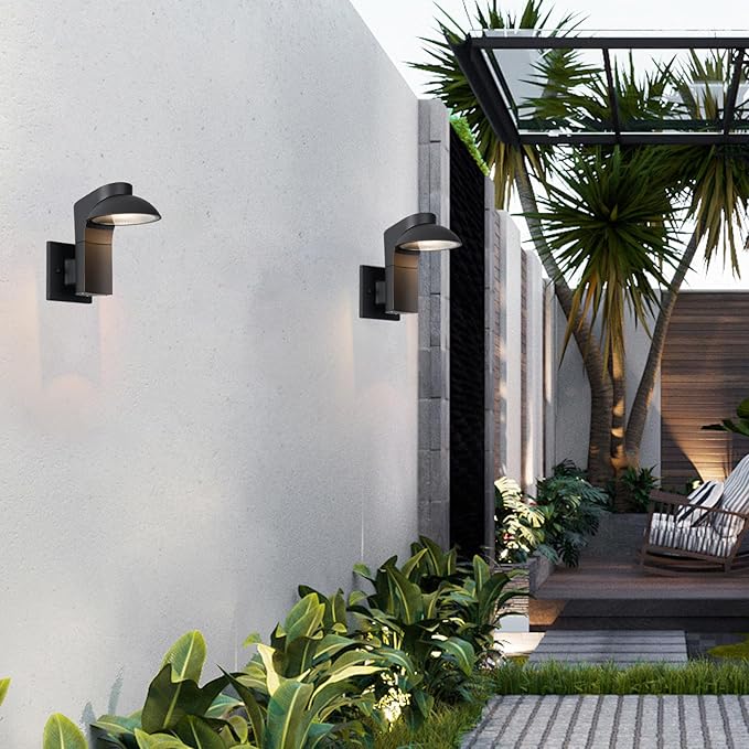 Dimmable LED Outdoor Wall Light,Lamps can be rotated 350 degreest, Porch Sconces Wall Mounted Lighting, 10%-100% Dimmable, 3000K, 120-277V IP65 Waterproof for Porch Patio Garage Door Entryway