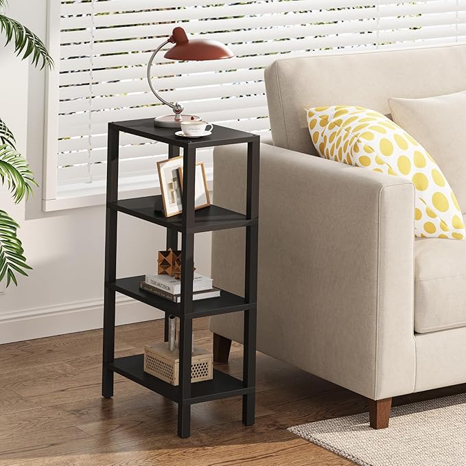 TUTOTAK Small Side Table, Narrow End Table, Skinny Sofa Table, Slim Nightstand, Couch Table, Living Room, Bed Room, Black TB01BK078